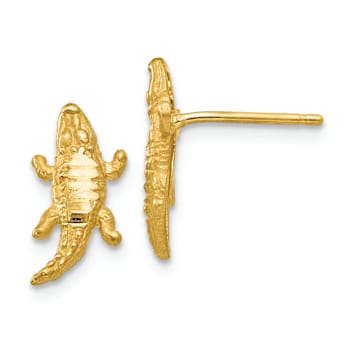 14k Yellow Gold Diamond-Cut Alligator Stud Earrings