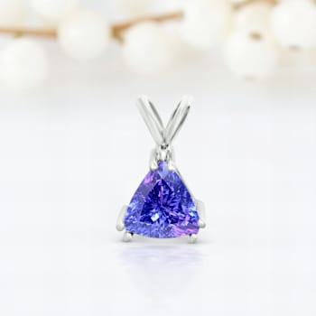 14K White Gold Trillion Tanzanite Pendant 1.00ctw