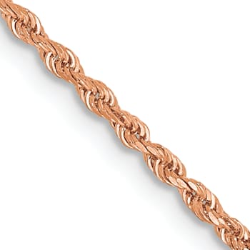 14k Rose Gold 1.5mm Solid Diamond-Cut Rope 24 Inch Chain
