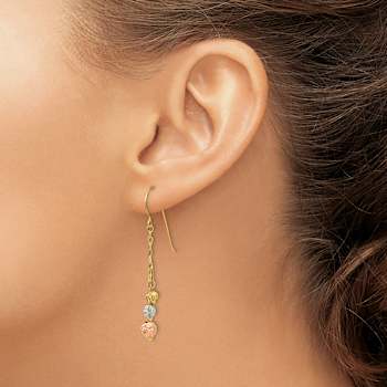 14k Yellow Gold, 14k White Gold and 14k Rose Gold Diamond-Cut Beads
Dangle Earrings