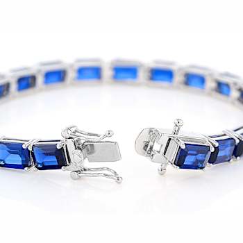 Lab-Created Blue Spinel Tennis Bracelet In Sterling Silver 23.92ctw