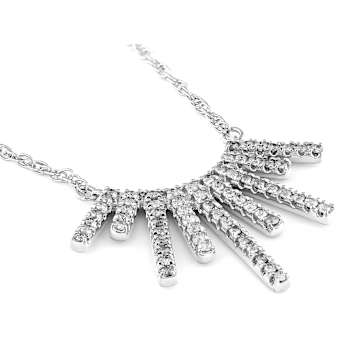 Diamond Graduated Fan Necklace In 10K White Gold 0.33ctw 18 Inch