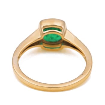 1.44 Ctw Emerald With 0.15 Ctw White Diamond Ring in 14K YG