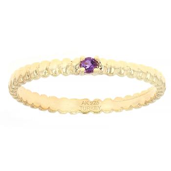 Stackable Ring Set With Topaz, Amethyst And CZ In 18K Gold Over Sterling Silver