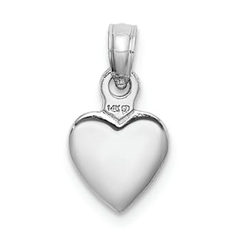 Rhodium Over 14k White Gold Polished 3D Heart Pendant