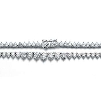 Graduated CZ Tennis Necklace In White Rhodium Over Brass