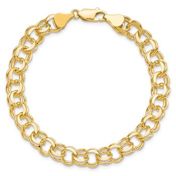 10k Yellow Gold 7mm Double Link Charm Bracelet