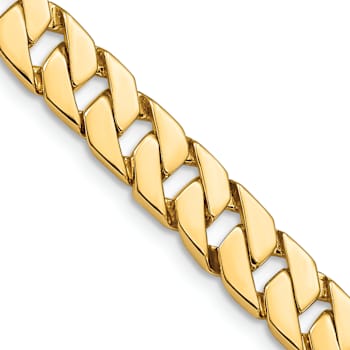 10k Yellow Gold 7.4mm Hand-Polished Fancy Curb Link Bracelet