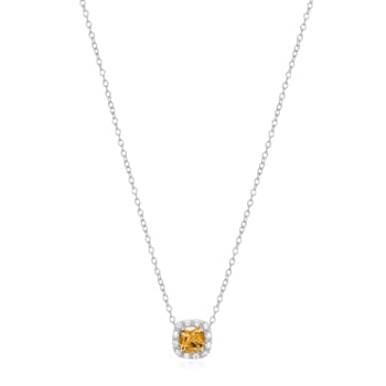 Yellow Citrine Platinum Over Sterling Silver Pendant With Chain 0.81ctw