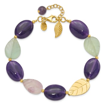 14K Yellow Gold Over Sterling Silver Amethyst/Fluorite/Jade 1-inch
Extension Bracelet