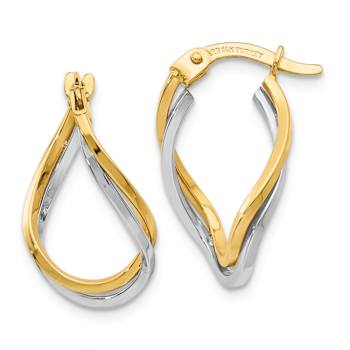 14K Yellow Gold and 14K White Gold 5/8" Twisted Hoop Earrings