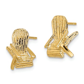 14k Yellow Gold Textured Beach Chair Stud Earrings