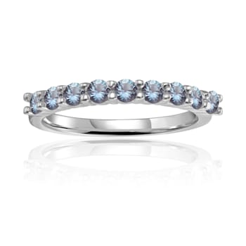 Round Lab Created Alexandrite Sterling Silver Anniversary Style
Stackable Band Ring, 0.65ctw