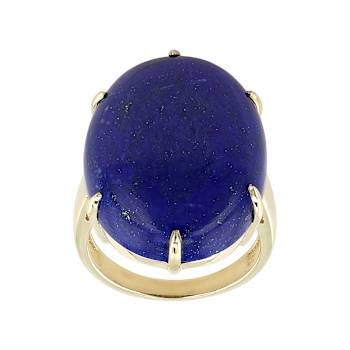 Lapis Lazuli Large Oval Solitaire Ring In 18K Gold Over Sterling Silver 25x18mm
