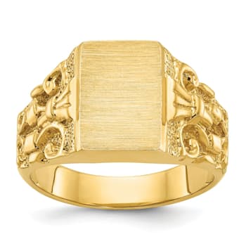 14K Yellow Gold 13x9mm Men's Signet Ring