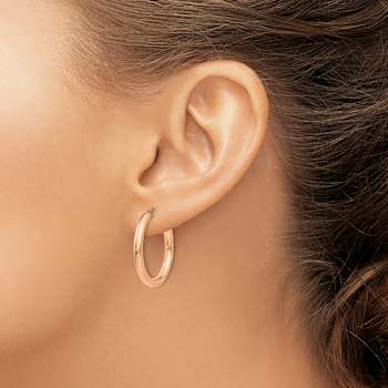 14k Rose Gold Polished 1" Endless Tube Hoop Earrings