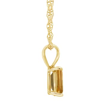 8x6mm Emerald Cut Citrine 14k Yellow Gold Pendant With Chain