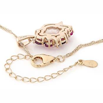 Rose Quartz, Rhodolite, Lab Pink Sapphire And White Zircon Pendant
Necklace In 18K Rose Gold Over Sterling Silver 3.35ctw