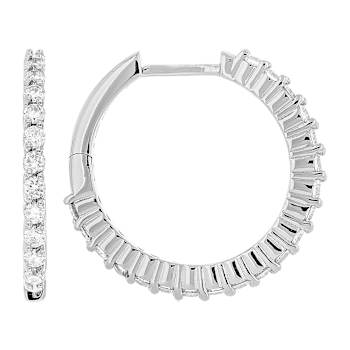 Lab-Grown Diamond Huggie And Hoop EarRing Set In PlatInum Over Sterling Silver