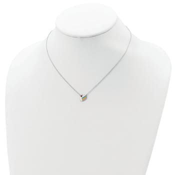 Rhodium Over Sterling Silver Enameled Cake Necklace