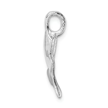 Rhodium Over Sterling Silver Polished Whale Tail Pendant