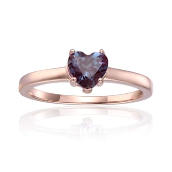 Blue Lab Created Alexandrite Heart Shape Ring 14K Rose Gold Over
Sterling Silver Solitaire Ring