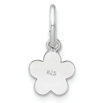Rhodium Over Sterling Silver Multi-color Enameled Flower Children's Pendant