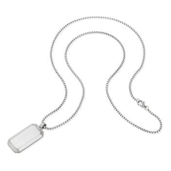 Invicta Men's Antiqued Dog Tag Pendant With Chain In Stainless Steel