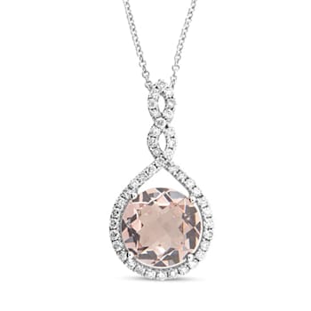 3.57ctw Morganite and Diamond Pendant in 14k White Gold