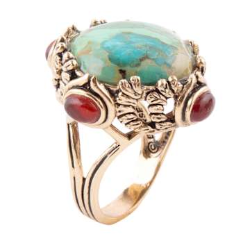 Barse Jewelry Wilder Blue Turquoise Gold Tone Statement Ring