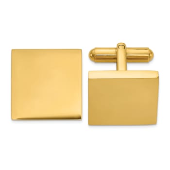 Stainless Steel Polished Yellow IP-plated Square Cuff Links