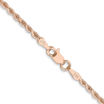14k Rose Gold 2mm Solid Diamond-Cut Rope 20 Inch Chain