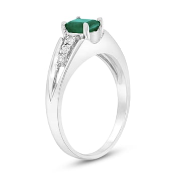 0.58ctw Emerald and Diamond Ring in 14k White Gold