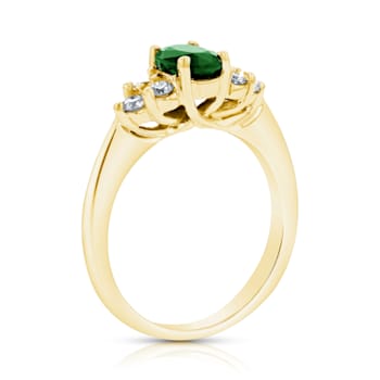 0.95ctw Emerald and Diamond Ring in 14k Yellow Gold
