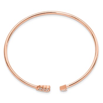 14K Rose Gold Lab Grown Diamond Arrow Cuff Bangle