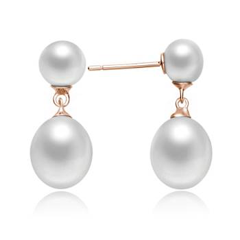 Pear Shape Pearl Simulant Drop Earrings In 18K Rose Gold Over Sterling Silver