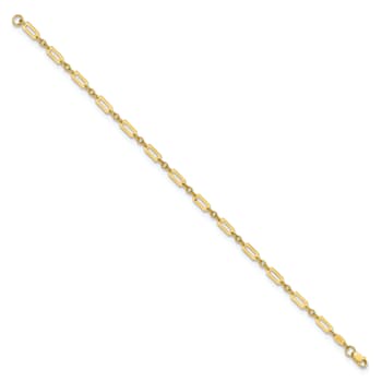 14k Yellow Gold 3.2mm Polished Fancy Rectangle Link Bracelet