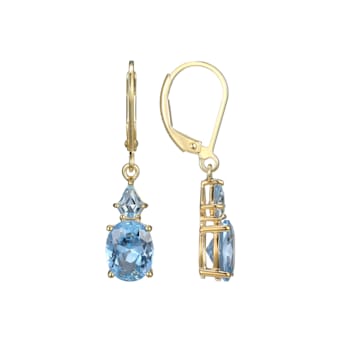 Lab Created Blue Spinel 18k Yellow Gold Over Sterling Silver March
Birthstone Earrings 3.58ctw