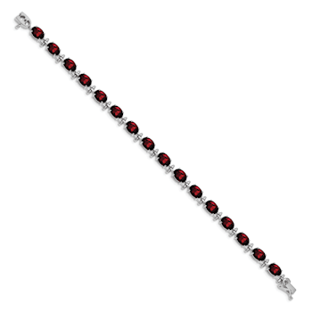 Rhodium Over 14k White Gold Garnet Bracelet