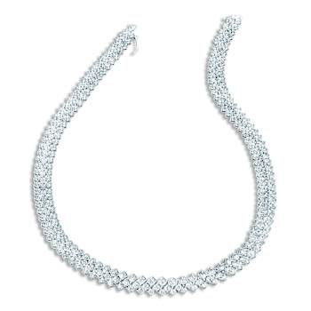 CZ Braided Tennis Necklace In Sterling Silver
