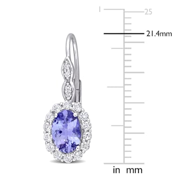 2.33ctw Tanzanite, White Topaz And Diamond Accent 14k White Gold Earrings