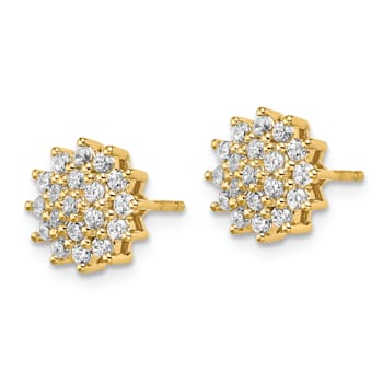 14K Yellow Gold Lab Grown Diamond SI1/SI2, G H I, Cluster Post Earrings