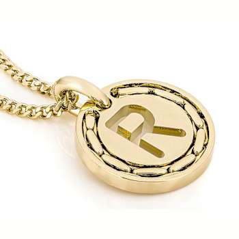 Cardano Initial R Pendant Necklace In 18K Gold Over Bronze