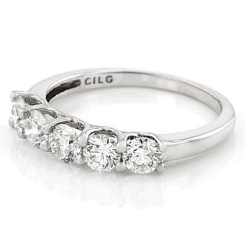 Lab-Grown Diamond Five-Stone Band Ring In 14K White Gold 1.00ctw