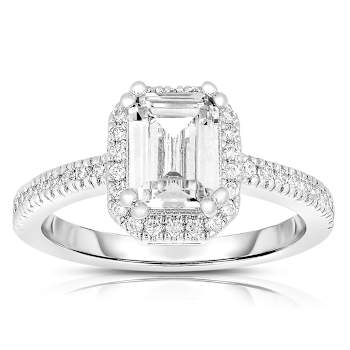 Asscher-Cut CZ Halo Ring In Sterling Silver