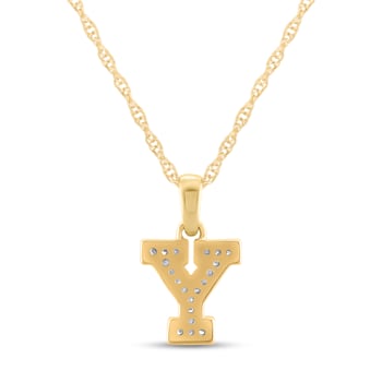 White Diamond Accent 10k Yellow Gold Y Initial Pendant With 18” Rope Chain