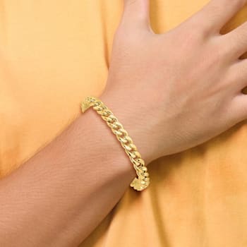 14K Yellow Gold Polished Curb Link Men's Bracelet
