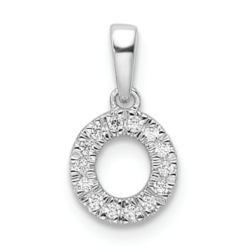 14K White Gold Diamond Letter O Initial with Bail Pendant