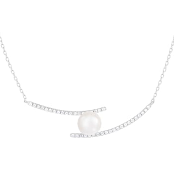 7.5-8mm White Cultured Freshwater Pearl Sterling Silver Necklace