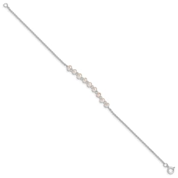 Sterling Silver White Semi-round Freshwater Cultured Pearl Bracelet